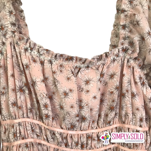 WAYF Influencing In Color Liza Smocked Prairie Long-Sleeve Midi Dress  Sz L / 1 - Picture 5 of 9